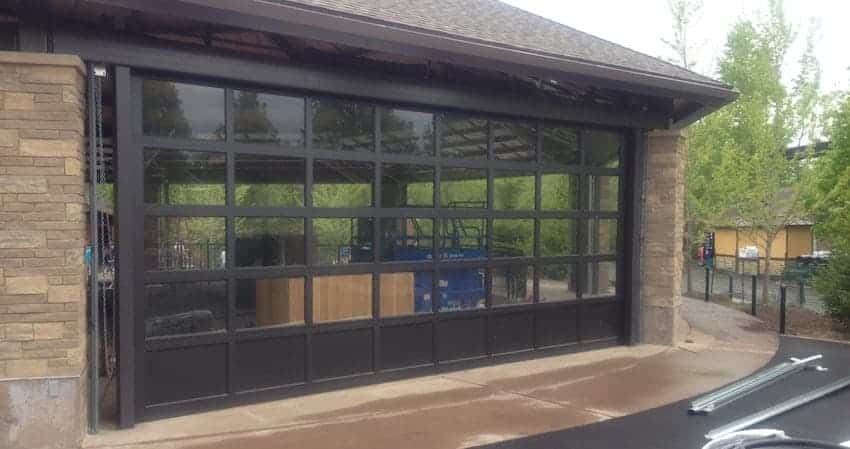 sectional aluminum door with glass at the Minnesota Zoo